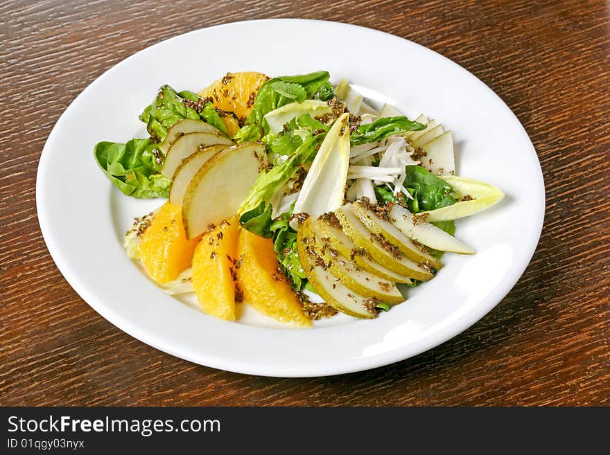 Sweet orange and pear salad. Sweet orange and pear salad