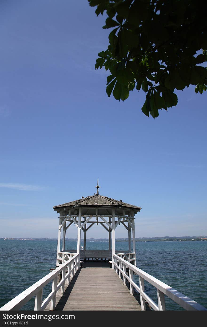 Wooden pier on lake constance