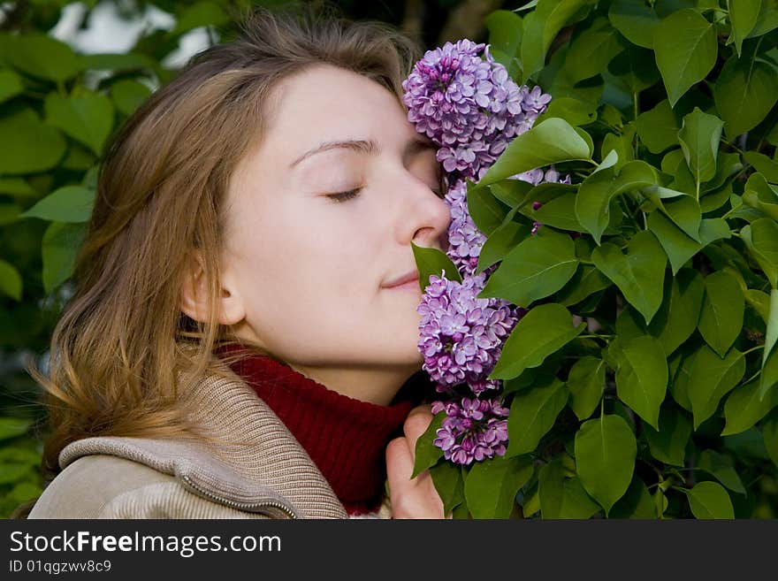 Woman and lilac