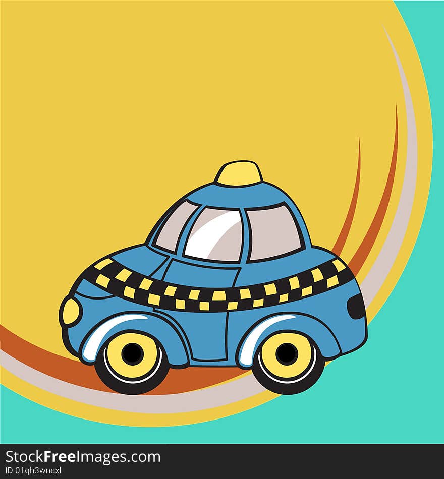 Vector illustration of Transport Cartoon. Little funky taxi car.