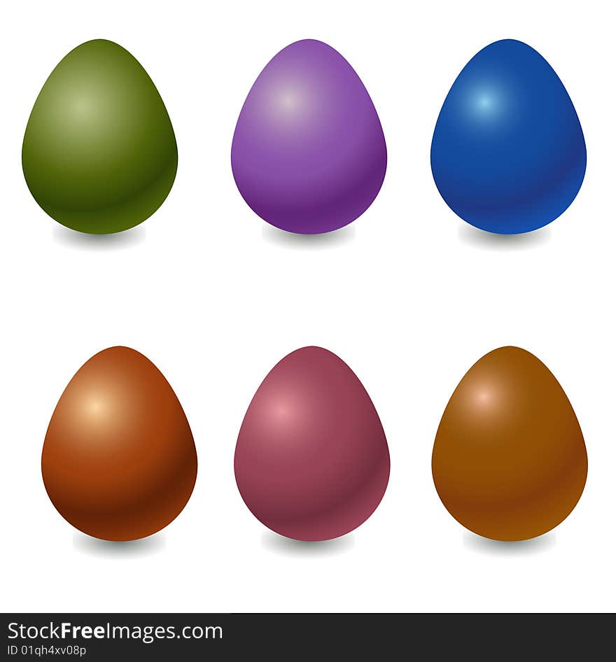 Vector illustration of the different colors easter eggs .