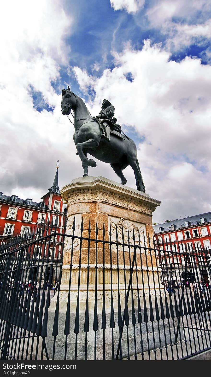 Statue at the Plaza Mayor in Madrid