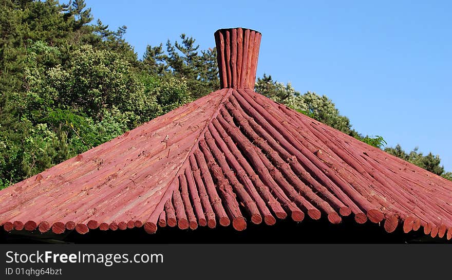 Part of the wooden roof. Close up.