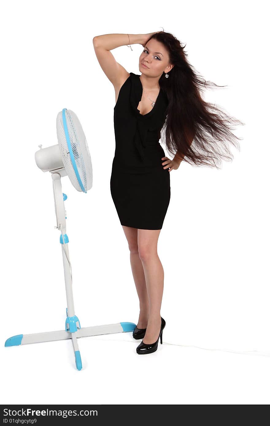 Girl and  fan