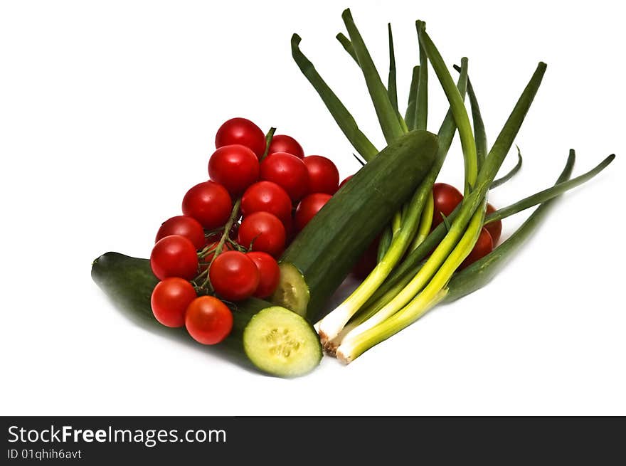 Fresh vegetable mix on white