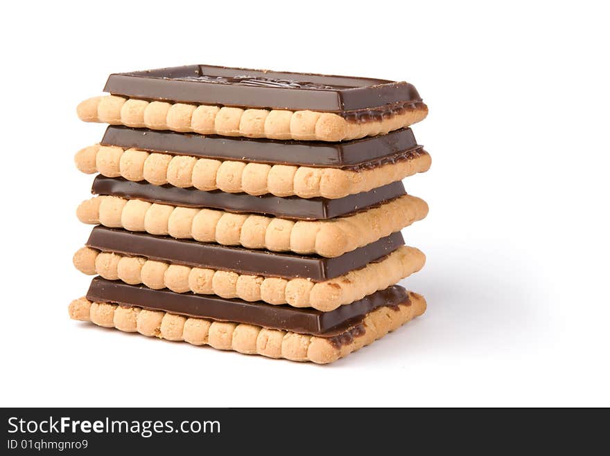 Chocolate cookies isolated on white