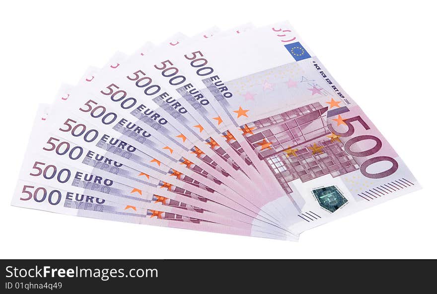 Euro banknotes isolated on white