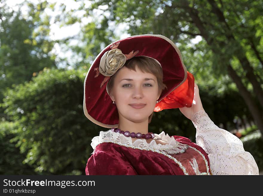 Woman in retro bonnet