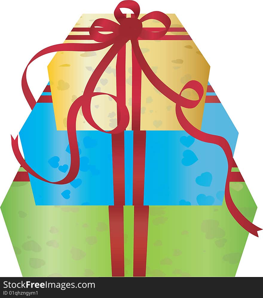 Colored gift boxes with bow and ribbons vector