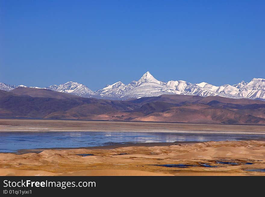 Lake and Snow Mountains in Tibet