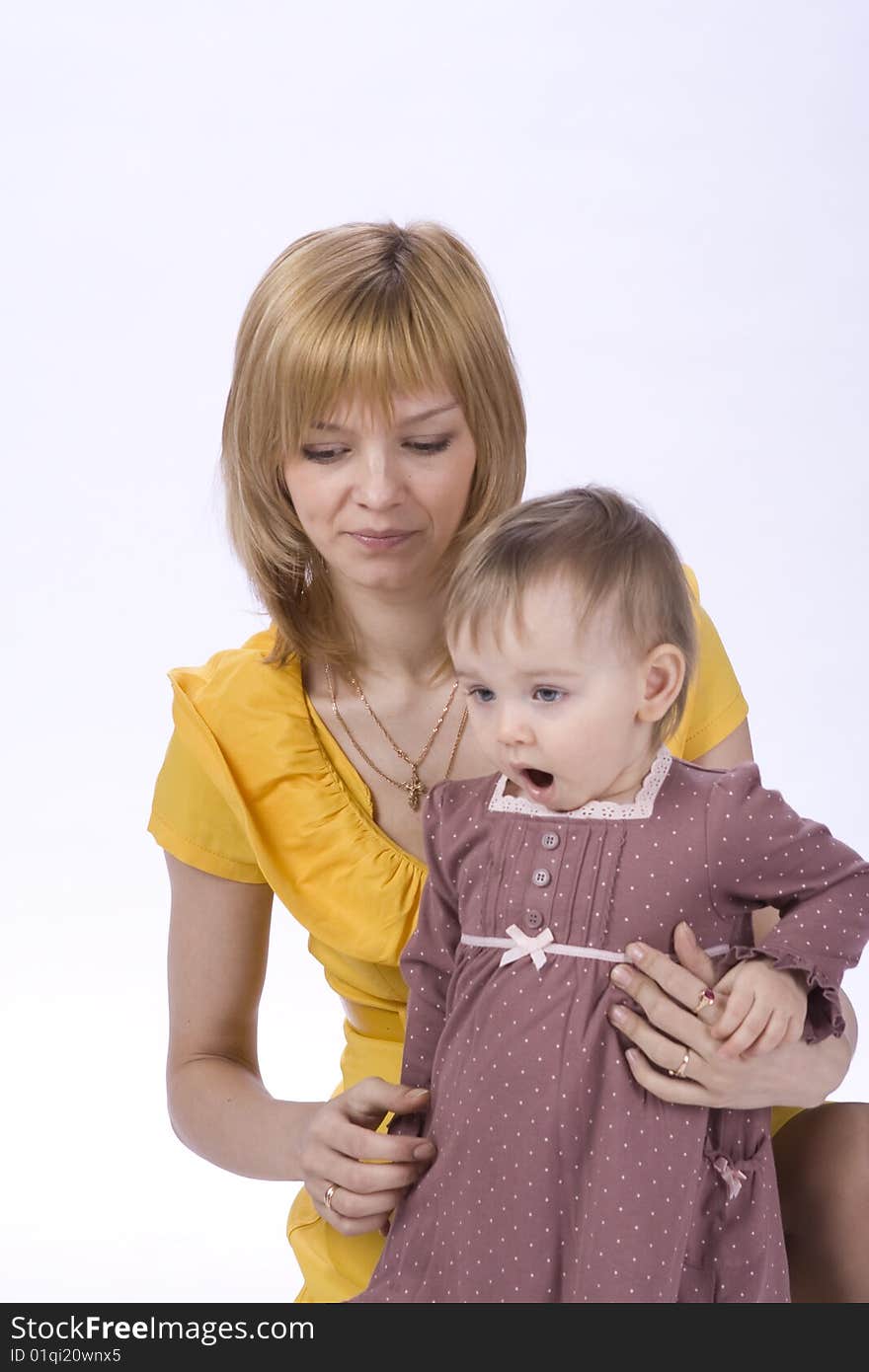 Mom keeps daughter. Look surprised!. Mom keeps daughter. Look surprised!