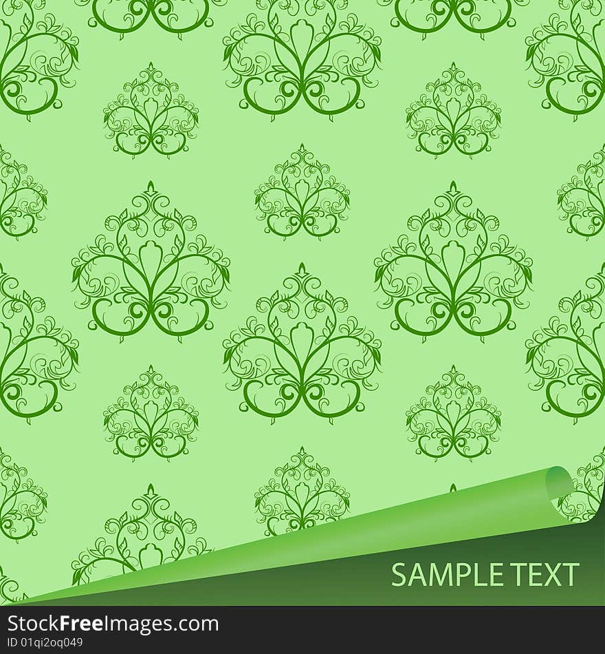 Sample of a fabric with drawing. Vector illustration