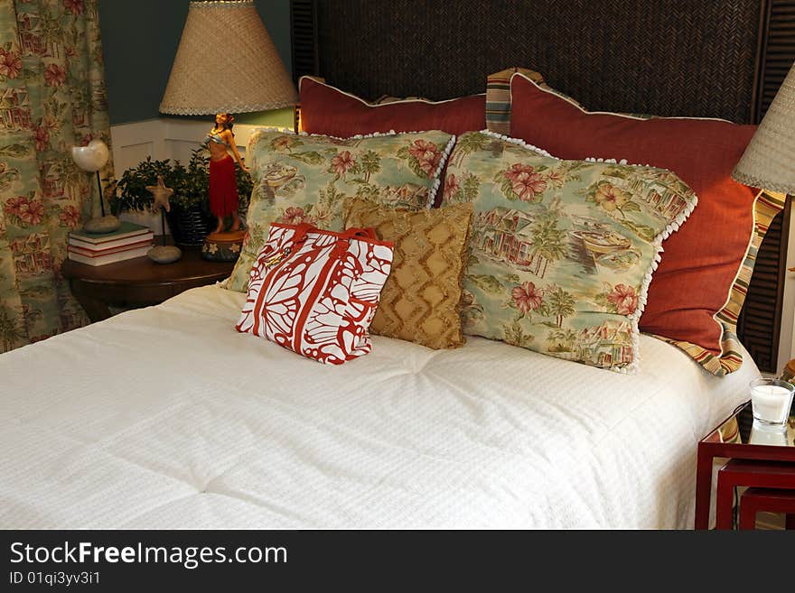 Comfortable modern designer bedroom with stylish decor. Comfortable modern designer bedroom with stylish decor.