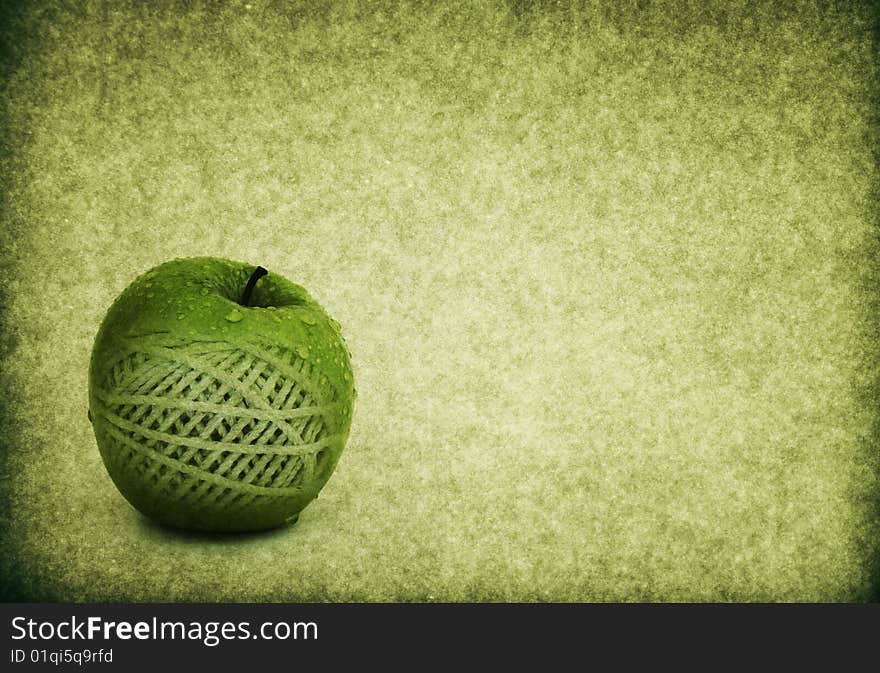 Green apple concept vintage texture illustration