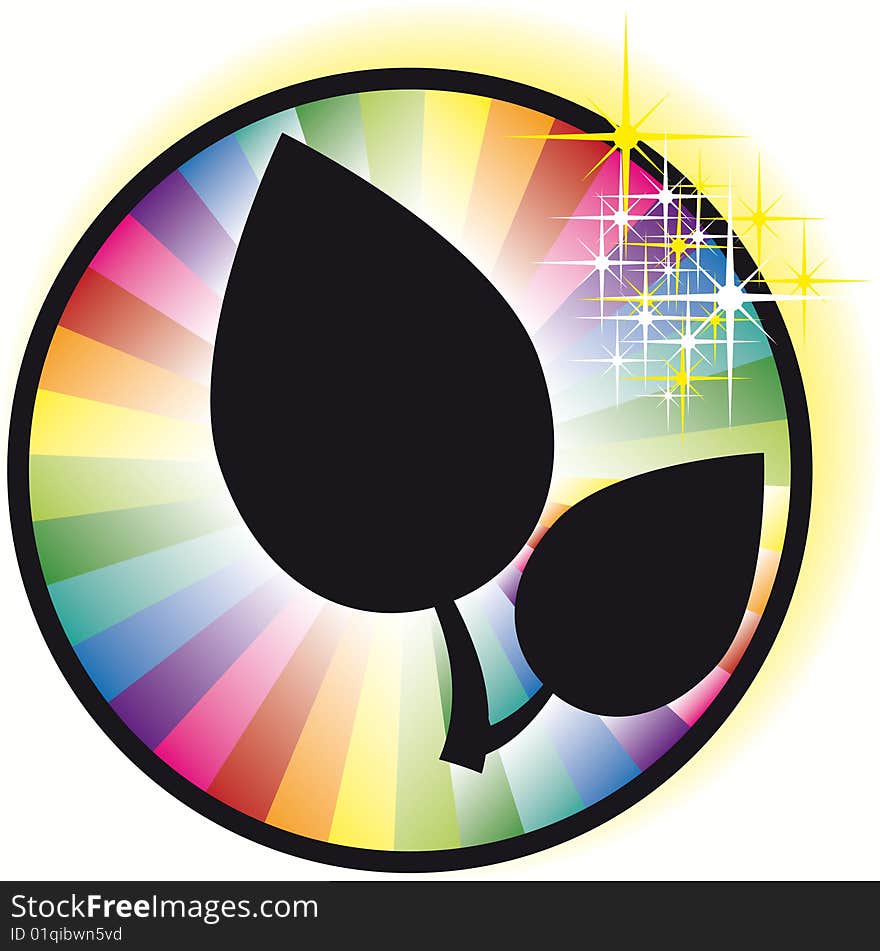 Silhouette rainbow leaf