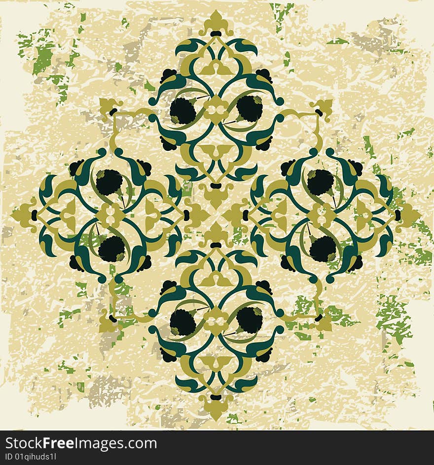 Antique ottoman grungy wallpaper raster tile design