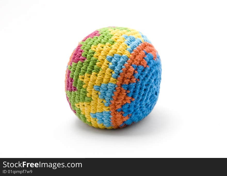 Colourful hacky, footbag ball side view on white background. Colourful hacky, footbag ball side view on white background