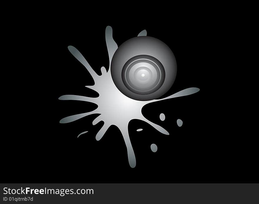 black and gray ball leaping into the pool in black background. black and gray ball leaping into the pool in black background.