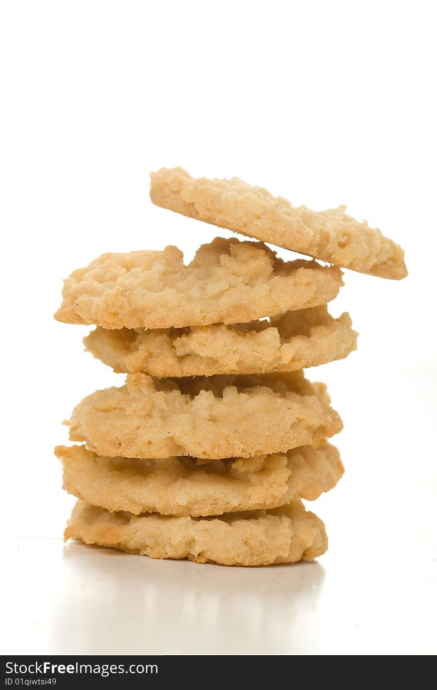 Coconut cookie stack isolated on white. Coconut cookie stack isolated on white