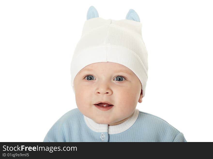 Cute baby boy on white background