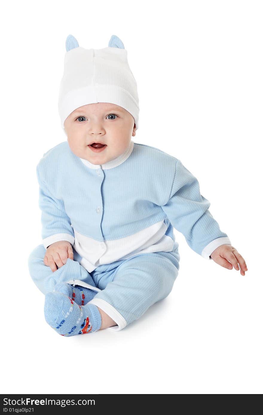 Cute baby boy on white background