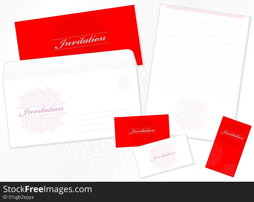 Design of card, envelope and the letter form. Design of card, envelope and the letter form