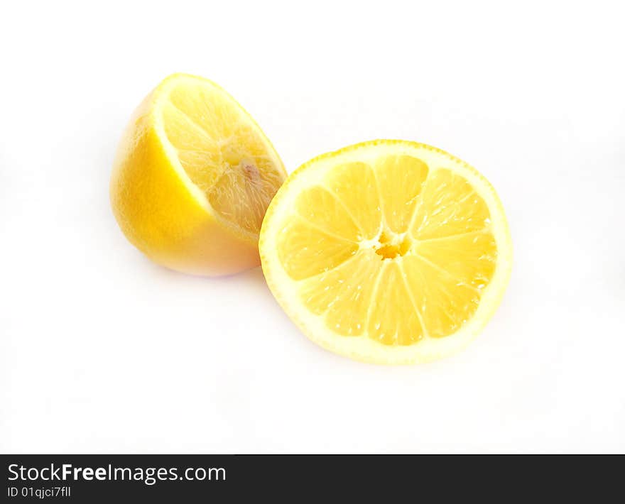 Lemon halves on a white background