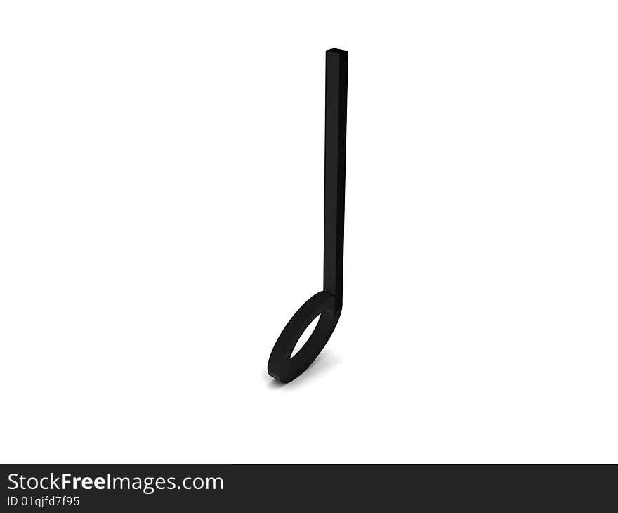 Three dimensional black musical element with white background