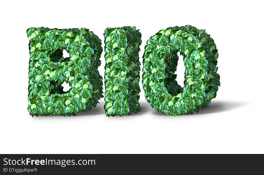 The word BIO made of leaves