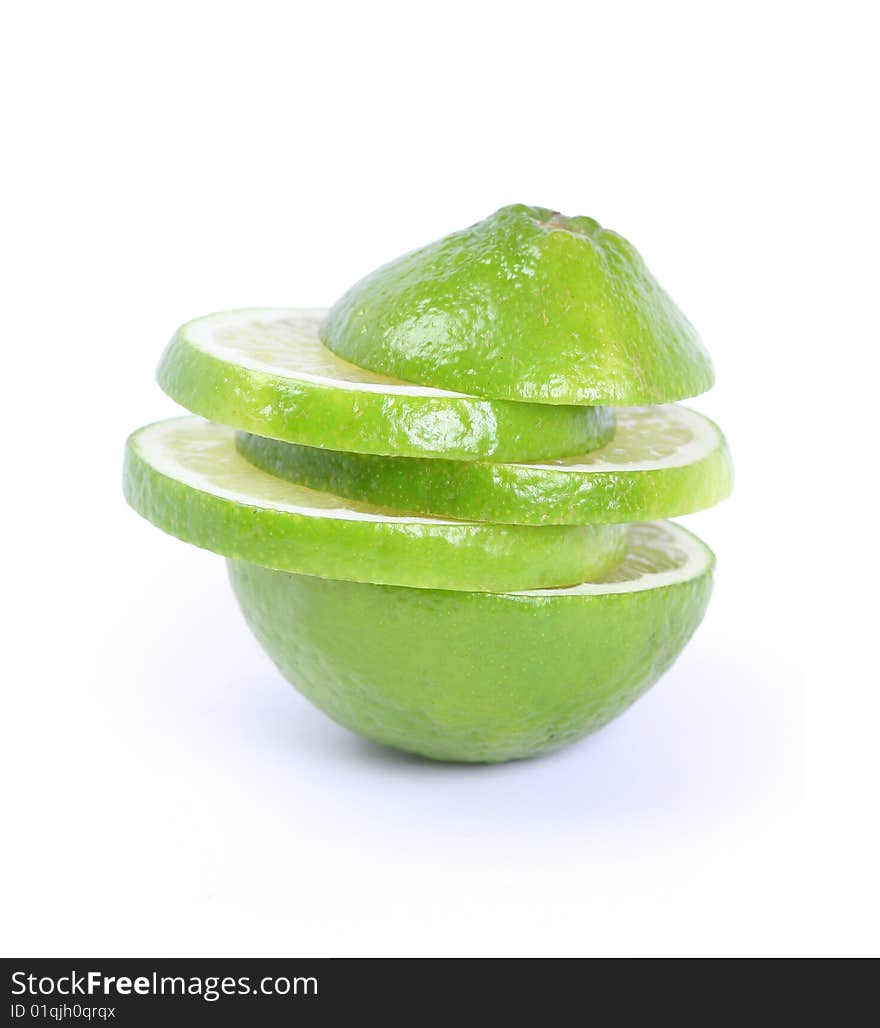 Fresh green lime isolated on white. Fresh green lime isolated on white