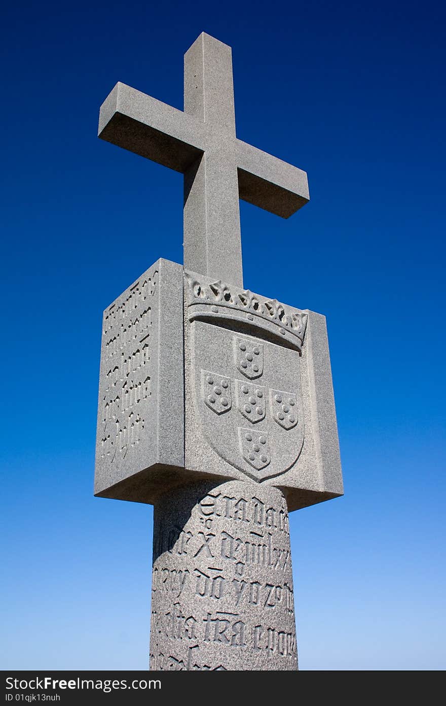 Close up of a stone cross at Cape Cross Bay, Skeleton Coast Namibia