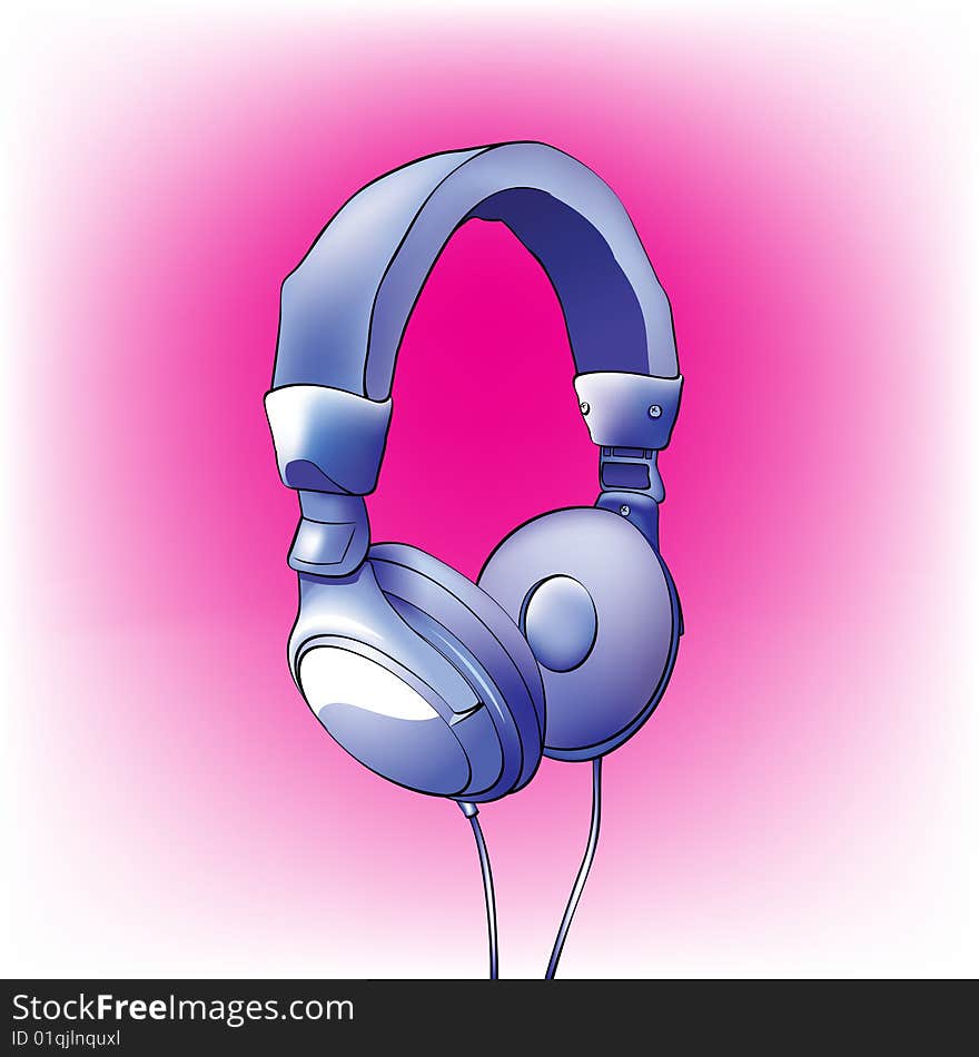 Headphones on a pink background