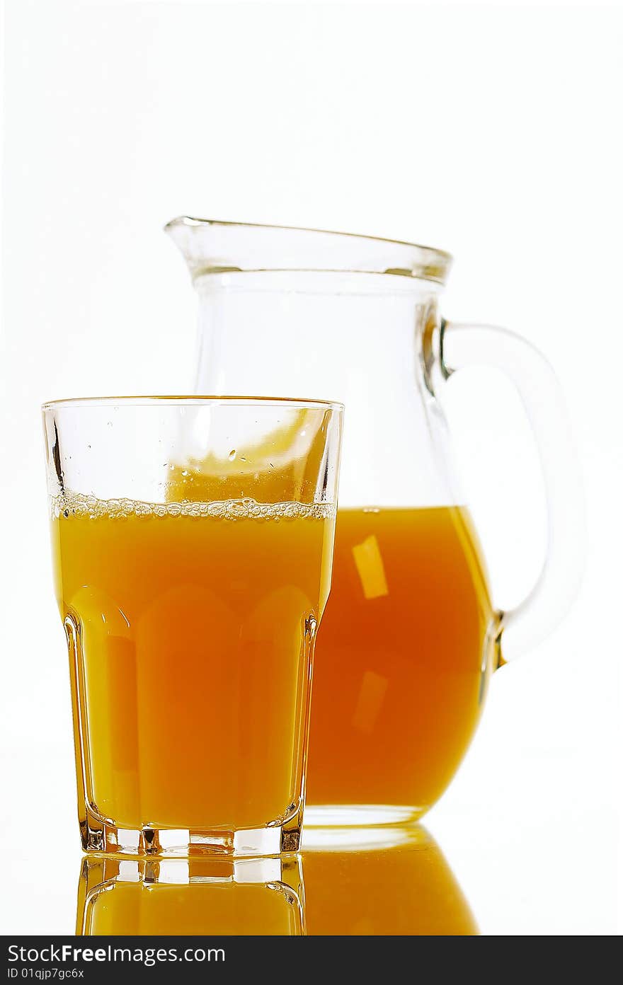 Orange juice on the white background