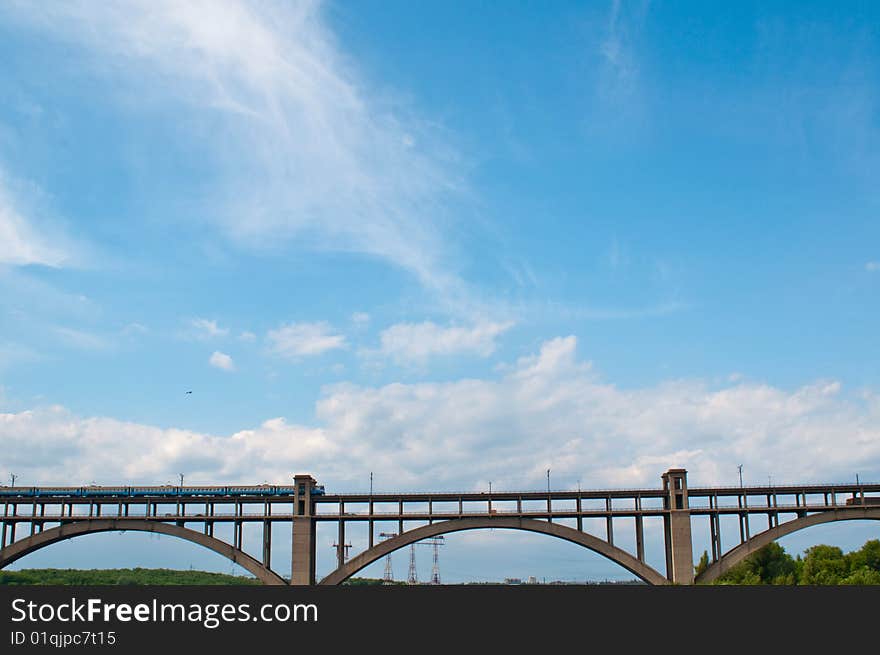 Bridge  on the river dniper, ukraine