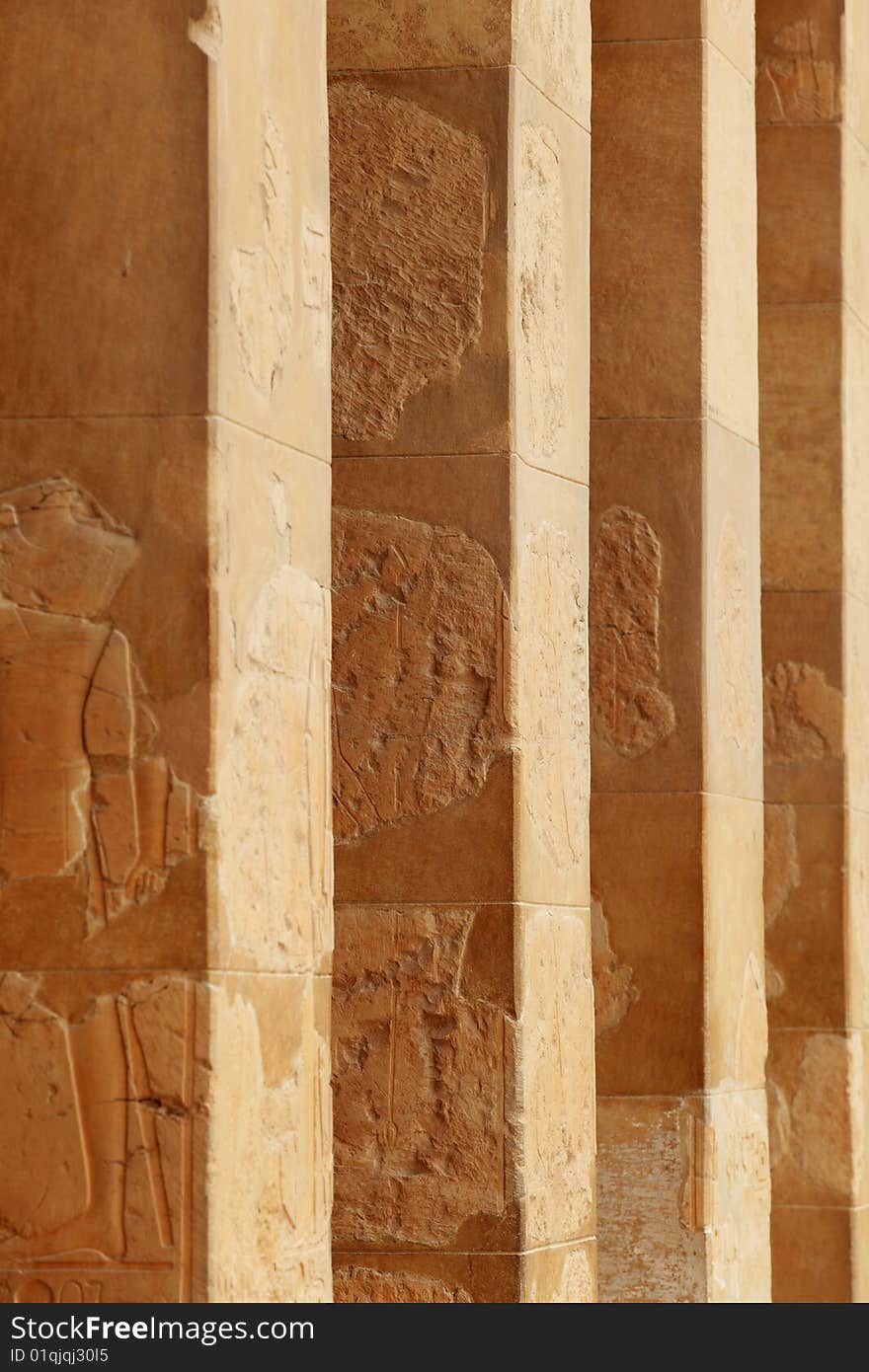 Close-up of pillars in Luxor, Egypt