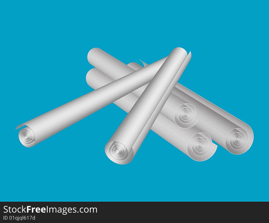 Illustration of paper rolls isolated from background. Illustration of paper rolls isolated from background