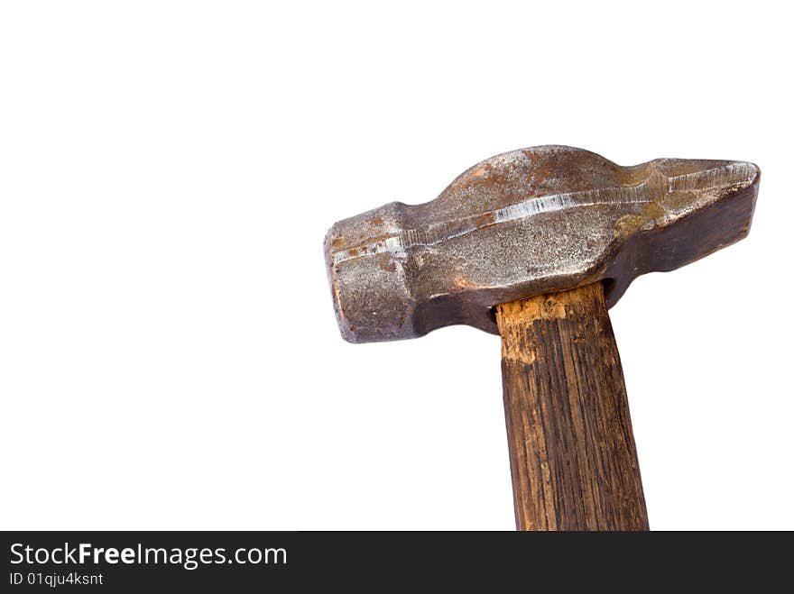 Old hammer isolated on white background