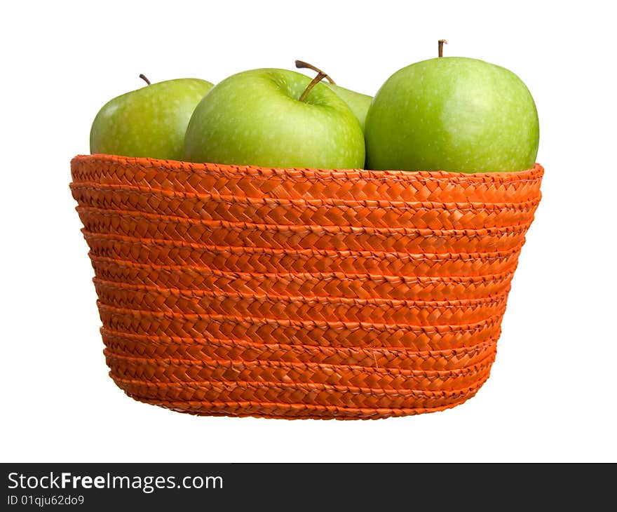 Green apples in a basket