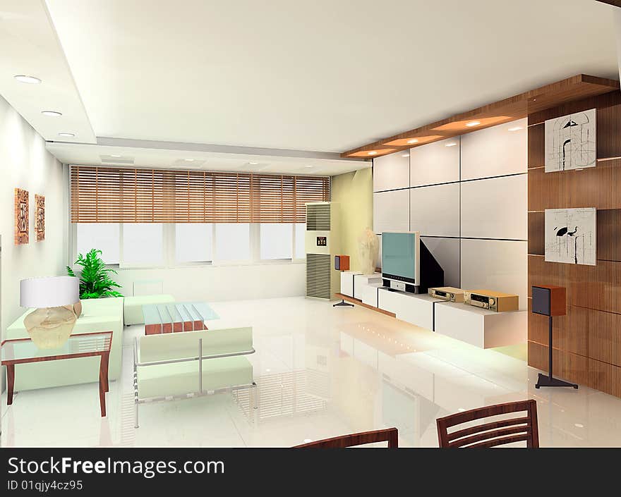 A bright living room design. A bright living room design