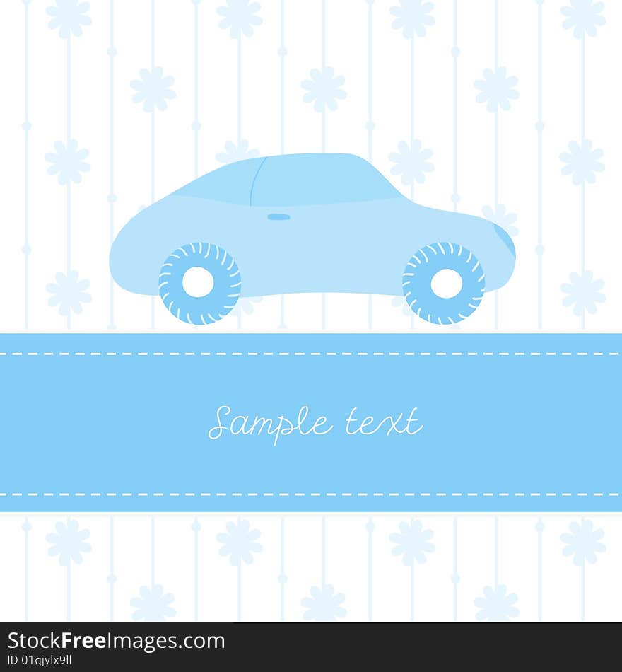 Colorful illustration with car and place for your own text. Vector art