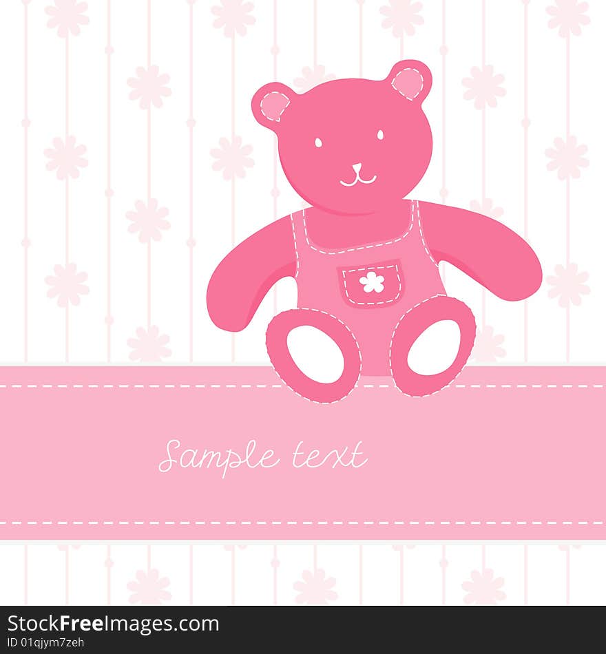 Colorful illustration with teddy bear and place for your own text. Vector art