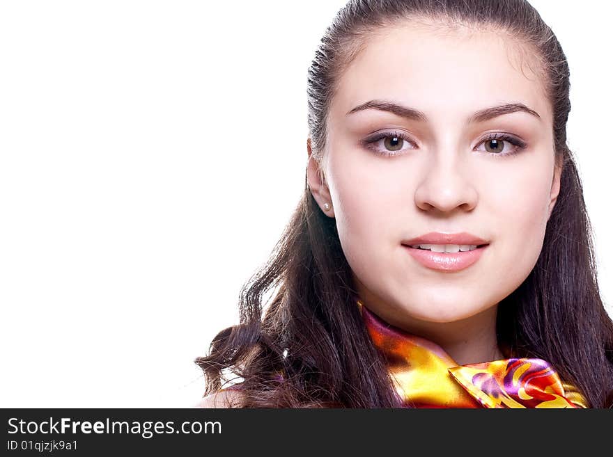 Beautiful women in a colored blouse