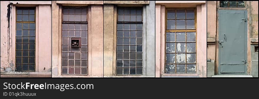 Set of industrial windows and door