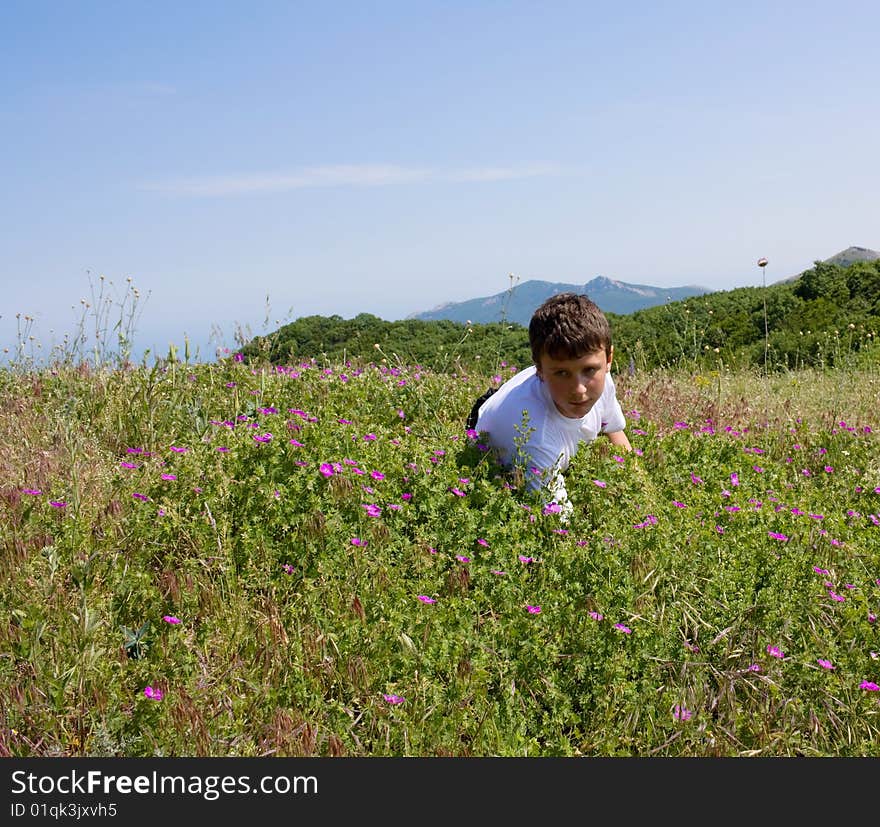 Teenager and flowers