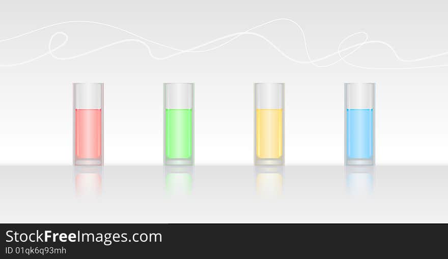 Glasses filled with colored water