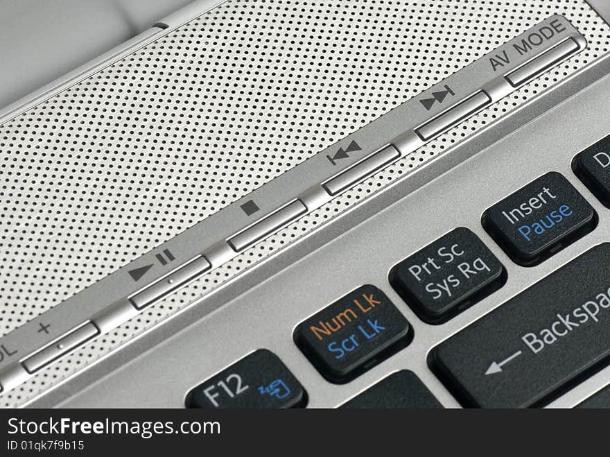 Close-up shot of a laptop keyboard. Close-up shot of a laptop keyboard