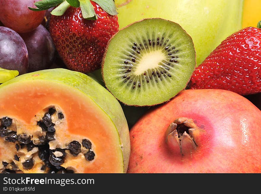 Variety of fresh colorful fruits