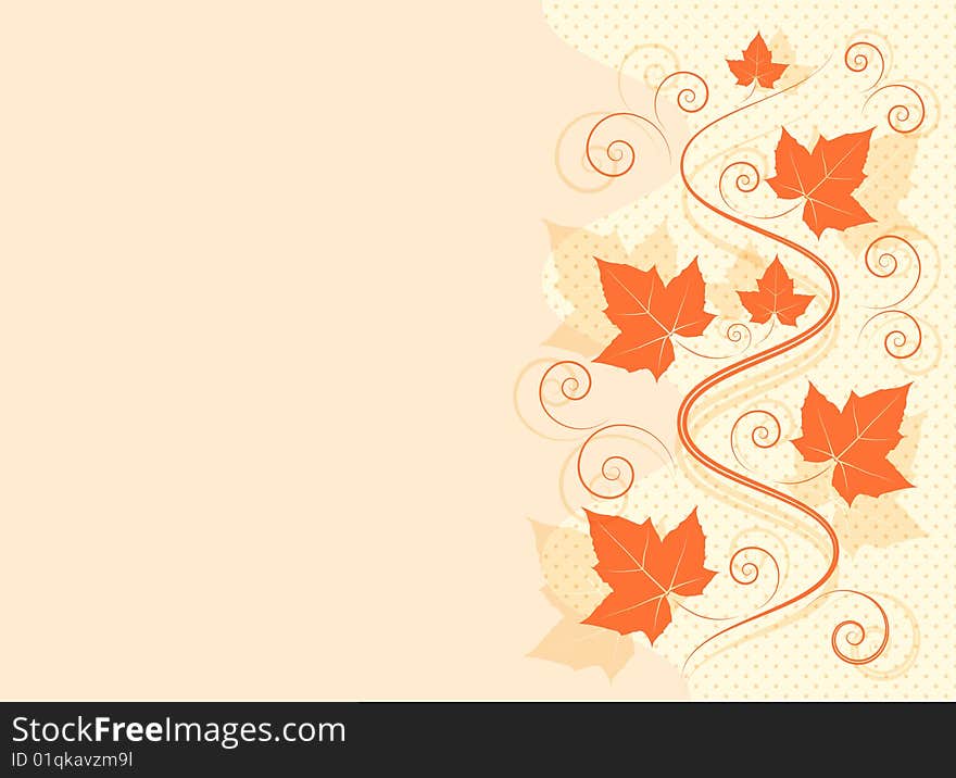 Illustrated abstract background with orange leaves. Illustrated abstract background with orange leaves