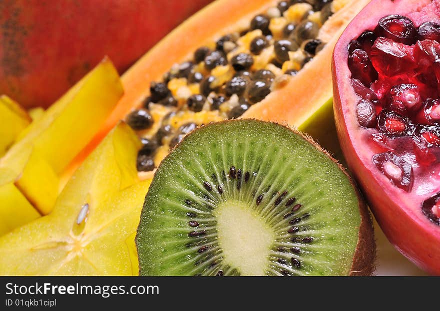 Variety of fresh colorful fruits