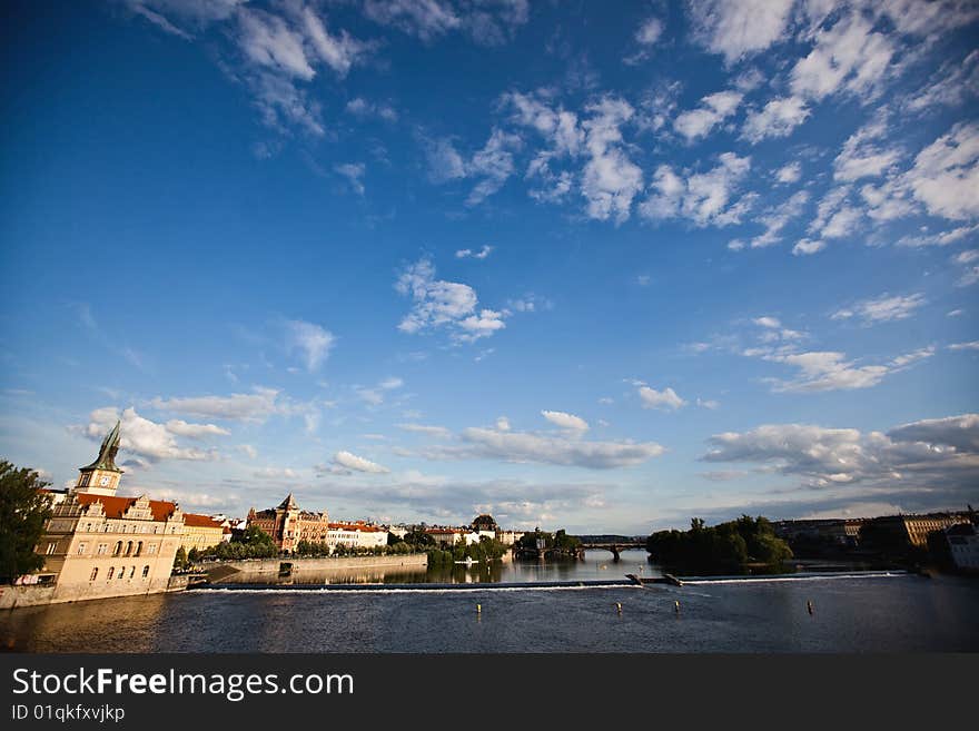 Vltava River in Prague Czech Republic.